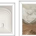 Modern Minimalist Wall Art With Abstract Arch And Natural Landscape Paintings With Palm Shadow