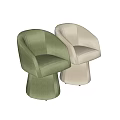 Stylish Modern Upholstered Leisure Chairs With Curved Backrest Round Base And Green Beige Tones