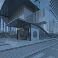 Contemporary Urban Station Building Featuring Glass Facade And Street Entrance Design