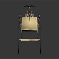 Vintage Horse Carriage Featuring Decorative Bird Ornament Red Lanterns And Wheels