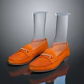 Stylish Orange Loafers With Transparent Shoe Trees For Daily Wear And Storage