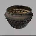 Artistic Ceramic Jar With Copper Colored Textured Surface And Stud Patterns 3d model