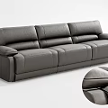 Large Gray Leather Sectional Sofa With Modern Design And Comfortable Cushions 3d model