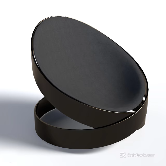 Modern Black Single Chair With Sleek Minimalist Design And Round Seat Frame 3d model 