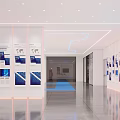 Modern Industrial Interior With Blue Flooring White Pillars And Technical Equipment