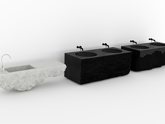 Three special-shaped stone sink stone sink stone 3d model