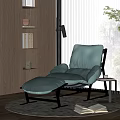 Modern Green Velvet Single Sofa With Floor Lamp Side Table And Bookshelf By Window