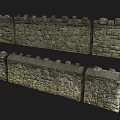 Ancient Stone Building Exterior Wall with Crenellated Design 3d model
