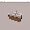 Modern Wooden Bathroom Vanity Cabinet with White Sink Basin Faucet and Storage Drawers