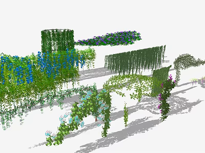 Lush Green Vines With Blue And Purple Flowers For Garden Landscape Decoration 3d model