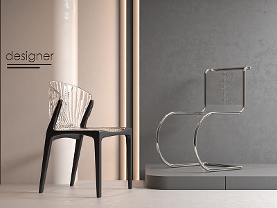 Acrylic dining chair with armrests without armrests 3d model