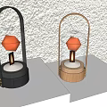 Ornamental Decorative Set With Glass Shades Wooden Black Bases And Candle Light On Display Shelf