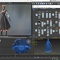 Game Fantasy Character In Gray Dress With Pink Trim Bonnet Lace Gloves And Black Boots