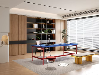 Modern dopamine study villa study open study 3d model