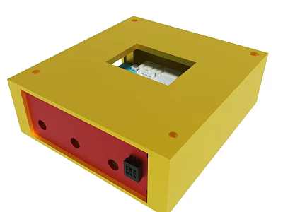 Yellow Electronic Device Casing With Red Base Square Opening Internal Components And Holes 3d model