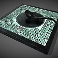 Traditional Decorative Ornament Set With Square Base Green Black Patterns And Spoon Shaped Decor 3d model