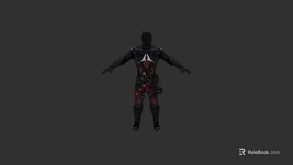 Game Movie Character Wearing Tactical Black Red Armor with Combat Gear Design 3d model 