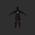 Game Movie Character Wearing Tactical Black Red Armor with Combat Gear Design