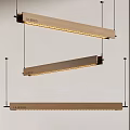 Three Modern FUSTA Wooden Linear Pendant Lights with Warm Illumination Hanging from Ceiling