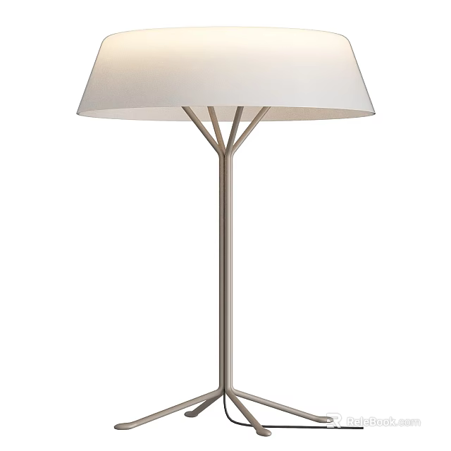 Modern Table Lamp With White Lampshade And Metal Tripod Stand For Home Decor 3d model 