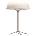 Modern Table Lamp With White Lampshade And Metal Tripod Stand For Home Decor