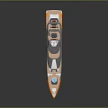 Shell Branded Yacht Featuring Orange And White Exterior Design With Upper Deck 3d model