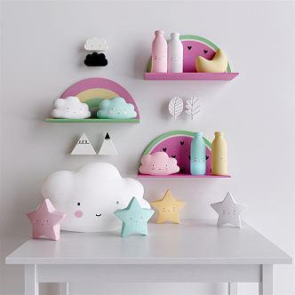 Modern Wall Shelf Children's Wall Decoration 3d model