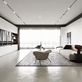 Modern Living Room Interior With Sofa Accent Chair Area Rug And Ceiling Lighting