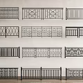 Various Decorative Metal Railings With Intricate Patterns And Designs On 3d model
