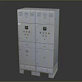 White Laboratory Furniture Cabinet With Multiple Control Panels And Doors
