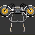 Double Cylindrical Weapon With Gray Yellow Metal Frame And Structural Design Details 3d model
