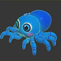Cute Blue Cartoon Octopus With Big Eyes Pink Cheeks Purple Tentacle Tips And Shiny Surface
