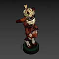 3D Game Movie Character With Blonde Hair Green Eyes Red Ears Body White Chest Fur