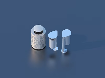 Modern White Bathroom Storage Container With Hollow Out Pattern And Toothbrush Holders 3d model