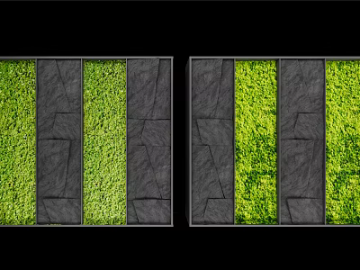 Contemporary Feature Wall Design With Alternating Green Plants And Stone Panels 3d model