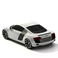 White Audi Sports Car With Sleek Exterior Black Doors And Alloy Wheels