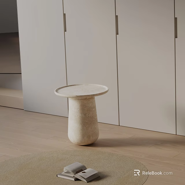 Modern Minimalist Marble Side Table With Round Top For Living Room Interior 3d model