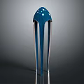 Shiny Blue Squid Sculpture Featuring Slender Metal Legs and White Spots