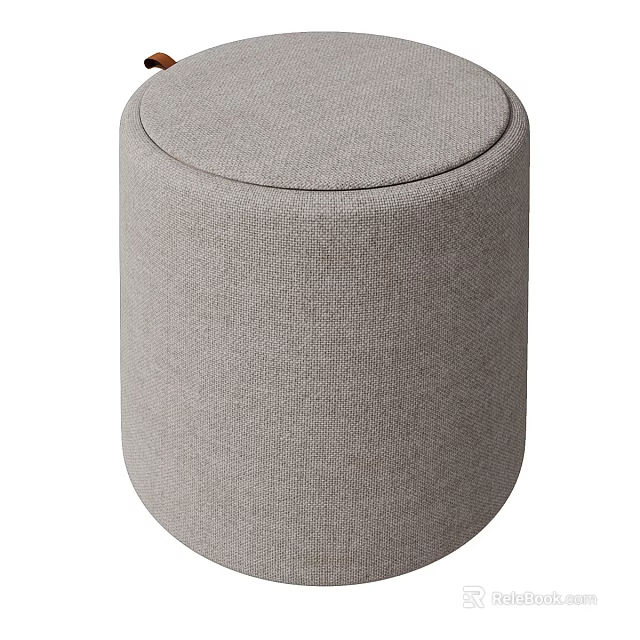 Light Gray Cylindrical Fabric Sofa Stool With Minimalist Design For Living Room 3d model 