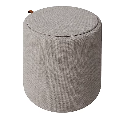 Light Gray Cylindrical Fabric Sofa Stool With Minimalist Design For Living Room 3d model