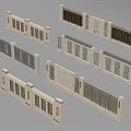 Modern Building Facade Design With Various Decorative Railings Grilles And Panels 3d model
