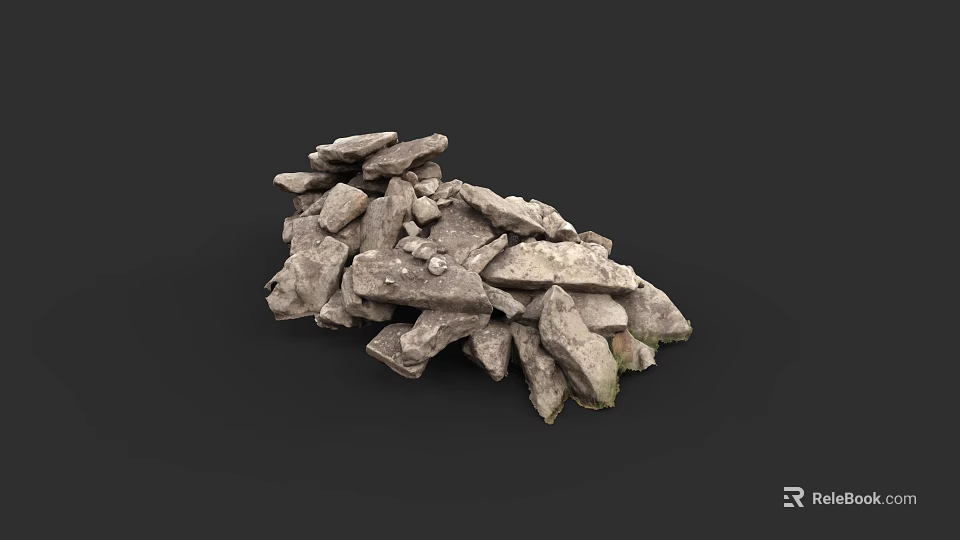 Micro Terrain Design Featuring Irregular Natural Stone Cluster And Textured Surface 3d model 