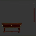 Billiard Table Setup With Blue Felt Surface Wooden Frame And Hanging Cue Rack