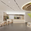 Modern Café Interior Design With Open Layout Bar Counter And Green Plant