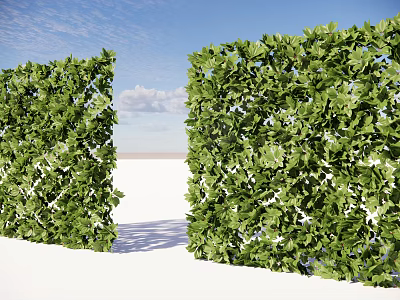 Lush Green Plant Wall Featuring Dense Leafy Foliage For Outdoor Decor 3d model