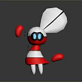 Stylized Game Movie Character With White And Red Body Large Ears Blue Eyes Red Limbs