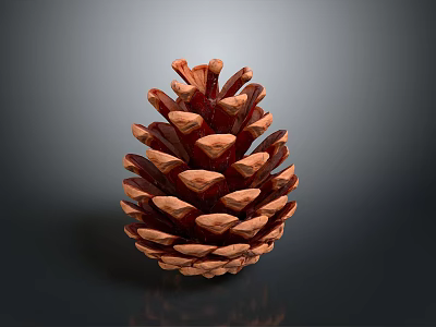 Red Brown Layered Pine Cone Shaped Dessert On Dark Background Surface 3d model
