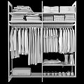 Organized Clothing Wardrobe With Hanging Shirts Jackets And Folded Clothes On Shelf
