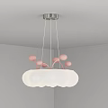 Modern Cloud Shaped Ceiling Light With White Lampshade And Pink Decorative Balls 3d model
