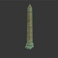 Tall Stone Obelisk With Ancient Carvings On Slender Structure And Base